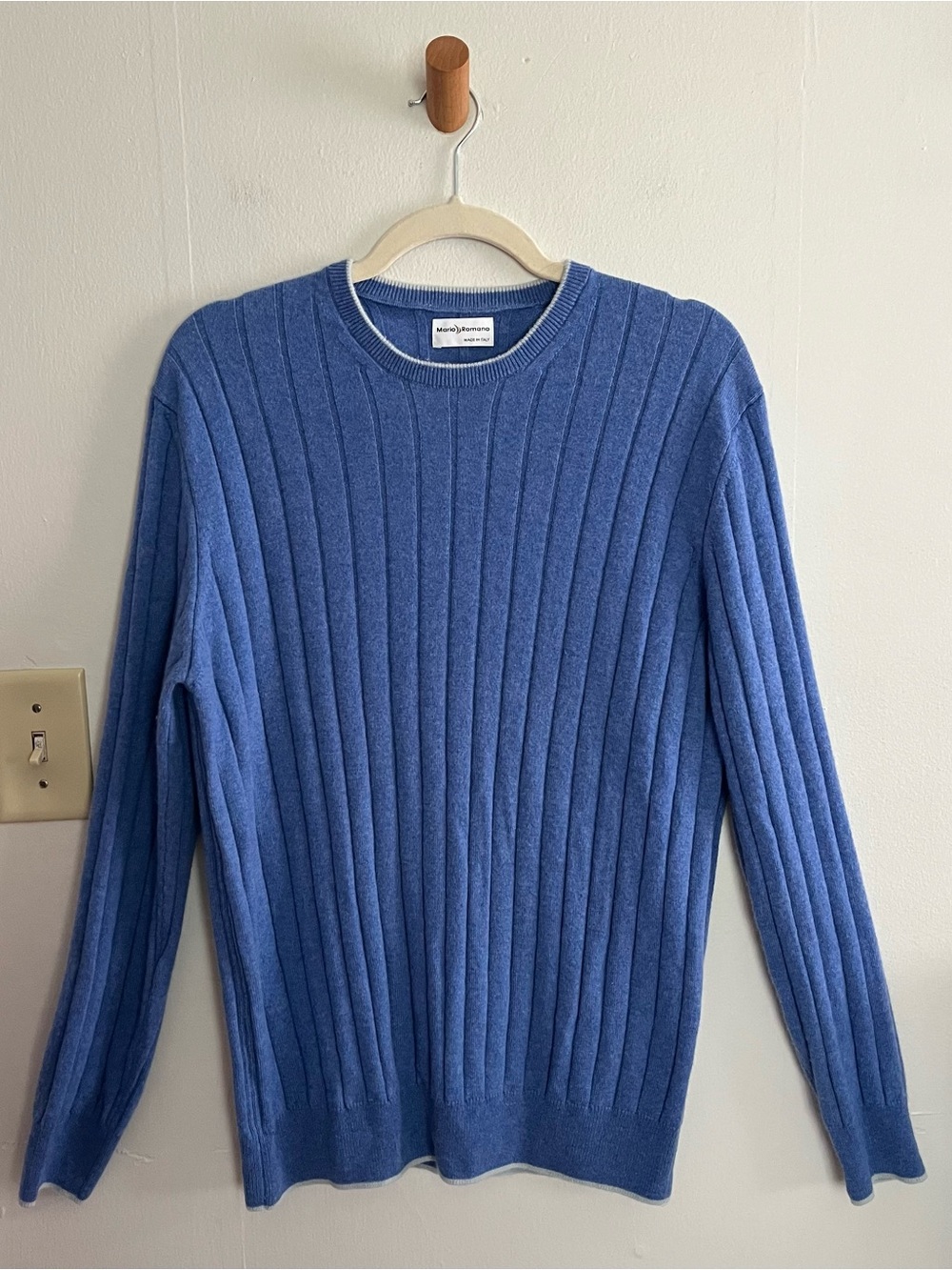 Mario Romano 100% Cashmere Wool Pullover Sweater Blue OS Unisex Old Money